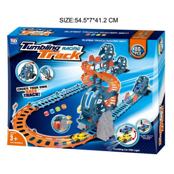 Interaktywny tor wyścigowy z tunelem + dwustronne autko dla dzieci 3+ Dźwięki Światła 80 el.